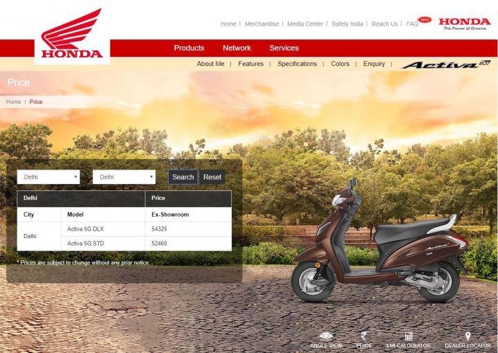 Activa 5g ex showroom price 2025
